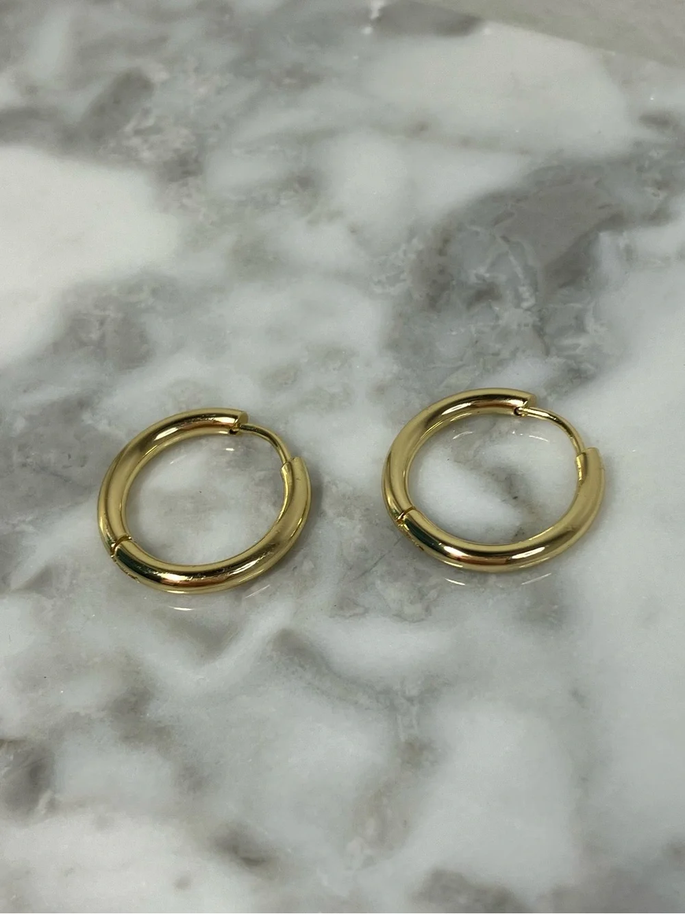 14k Gold Plated Hoop Huggie Earrings